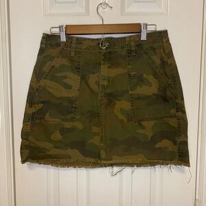 BLANKNYC Camo Utility Mini Skirt Fringe Hem Size 28